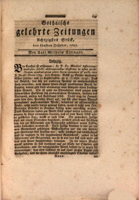 Gothaische gelehrte Zeitungen Mittwoch 5. Oktober 1785