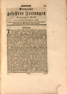 Gothaische gelehrte Zeitungen Mittwoch 9. November 1785