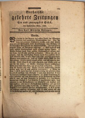 Gothaische gelehrte Zeitungen Mittwoch 15. März 1786