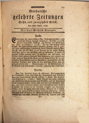 Gothaische gelehrte Zeitungen Samstag 1. April 1786