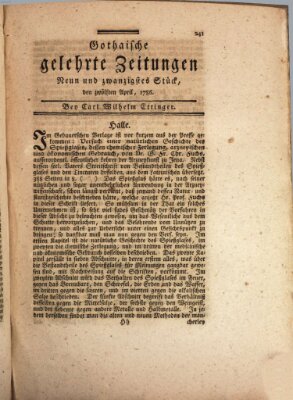 Gothaische gelehrte Zeitungen Mittwoch 12. April 1786