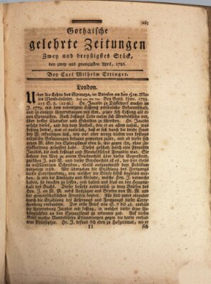 Gothaische gelehrte Zeitungen Samstag 22. April 1786