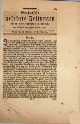 Gothaische gelehrte Zeitungen Mittwoch 26. Juli 1786