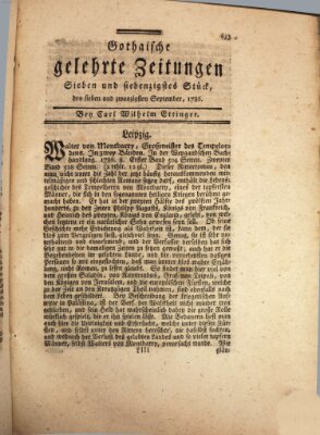 Gothaische gelehrte Zeitungen Mittwoch 27. September 1786