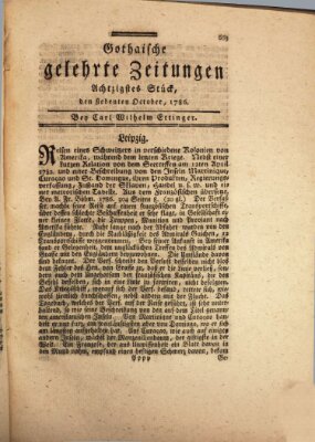 Gothaische gelehrte Zeitungen Samstag 7. Oktober 1786