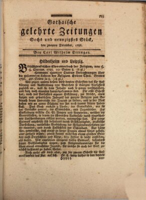 Gothaische gelehrte Zeitungen Samstag 2. Dezember 1786