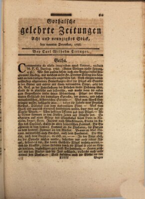 Gothaische gelehrte Zeitungen Samstag 9. Dezember 1786