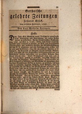 Gothaische gelehrte Zeitungen Samstag 3. Februar 1787