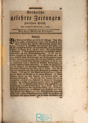 Gothaische gelehrte Zeitungen Samstag 10. Februar 1787