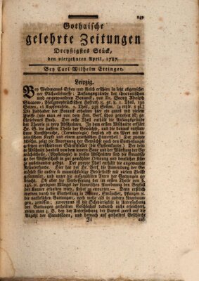 Gothaische gelehrte Zeitungen Samstag 14. April 1787