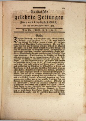 Gothaische gelehrte Zeitungen Samstag 21. April 1787