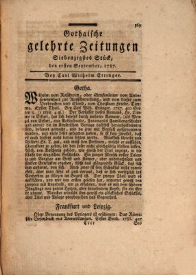 Gothaische gelehrte Zeitungen Samstag 1. September 1787