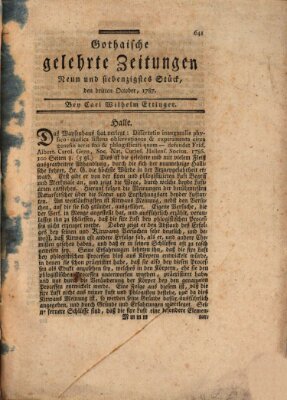 Gothaische gelehrte Zeitungen Mittwoch 3. Oktober 1787