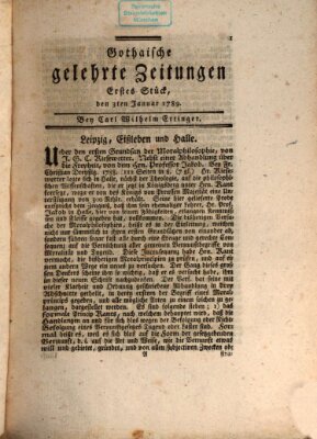 Gothaische gelehrte Zeitungen Samstag 3. Januar 1789