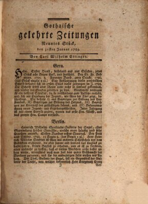 Gothaische gelehrte Zeitungen Samstag 31. Januar 1789