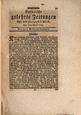 Gothaische gelehrte Zeitungen Mittwoch 8. April 1789