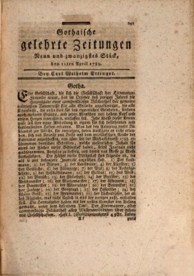 Gothaische gelehrte Zeitungen Samstag 11. April 1789