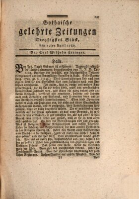 Gothaische gelehrte Zeitungen Mittwoch 15. April 1789