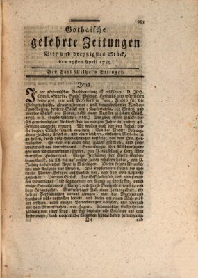 Gothaische gelehrte Zeitungen Mittwoch 29. April 1789