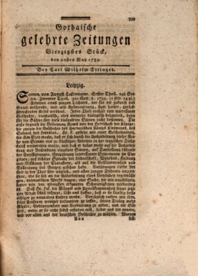 Gothaische gelehrte Zeitungen Mittwoch 20. Mai 1789