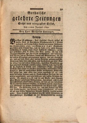 Gothaische gelehrte Zeitungen Mittwoch 10. Juni 1789