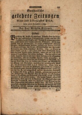 Gothaische gelehrte Zeitungen Samstag 3. Oktober 1789