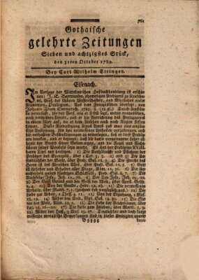 Gothaische gelehrte Zeitungen Samstag 31. Oktober 1789