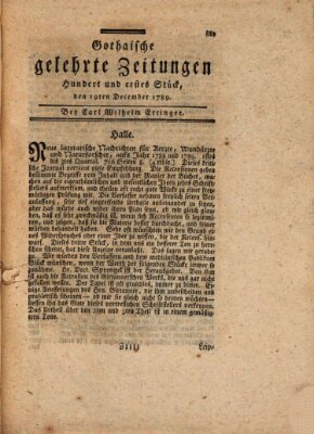 Gothaische gelehrte Zeitungen Samstag 19. Dezember 1789