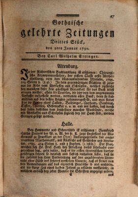 Gothaische gelehrte Zeitungen Samstag 9. Januar 1790