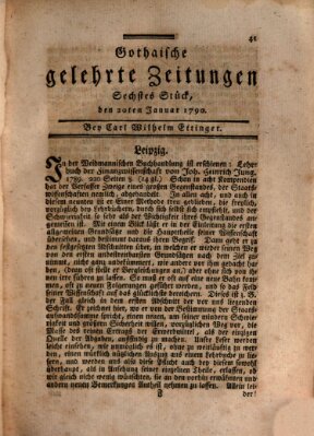 Gothaische gelehrte Zeitungen Mittwoch 20. Januar 1790