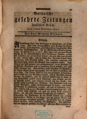 Gothaische gelehrte Zeitungen Mittwoch 10. Februar 1790