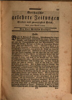 Gothaische gelehrte Zeitungen Samstag 3. April 1790