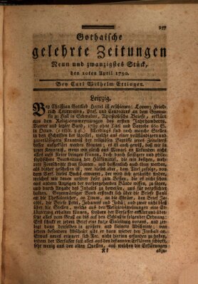 Gothaische gelehrte Zeitungen Samstag 10. April 1790