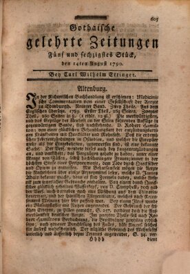 Gothaische gelehrte Zeitungen Samstag 14. August 1790