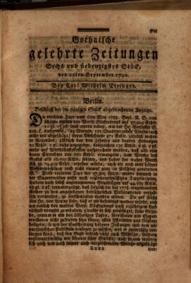 Gothaische gelehrte Zeitungen Mittwoch 22. September 1790