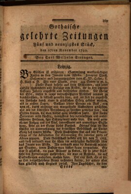 Gothaische gelehrte Zeitungen Samstag 27. November 1790