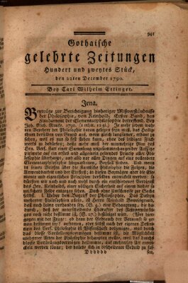 Gothaische gelehrte Zeitungen Mittwoch 22. Dezember 1790