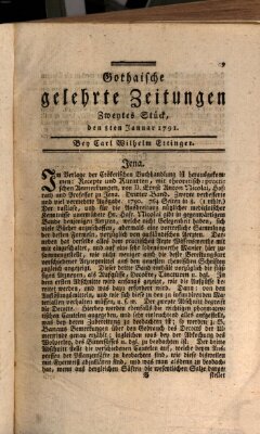 Gothaische gelehrte Zeitungen Samstag 8. Januar 1791