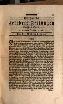 Gothaische gelehrte Zeitungen Samstag 22. Januar 1791