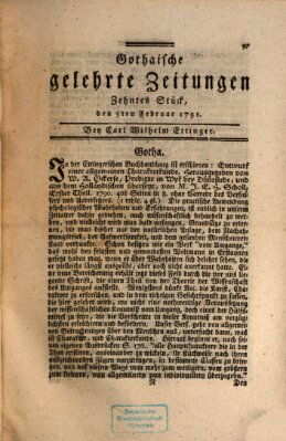 Gothaische gelehrte Zeitungen Samstag 5. Februar 1791