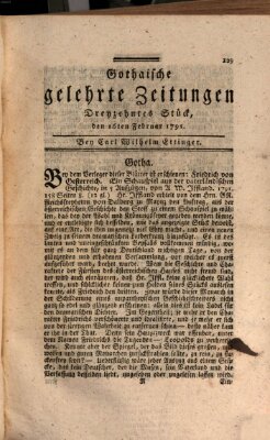 Gothaische gelehrte Zeitungen Mittwoch 16. Februar 1791