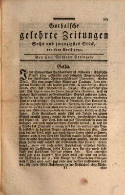 Gothaische gelehrte Zeitungen Mittwoch 6. April 1791