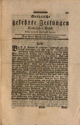 Gothaische gelehrte Zeitungen Samstag 30. Juli 1791