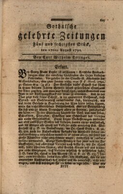 Gothaische gelehrte Zeitungen Mittwoch 17. August 1791
