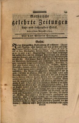 Gothaische gelehrte Zeitungen Samstag 27. August 1791