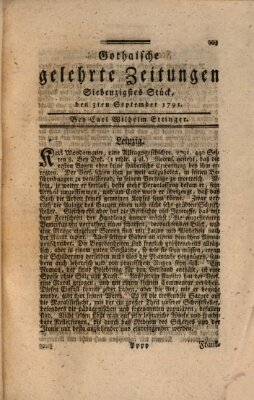 Gothaische gelehrte Zeitungen Samstag 3. September 1791