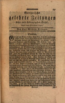 Gothaische gelehrte Zeitungen Samstag 1. Oktober 1791