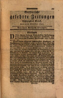 Gothaische gelehrte Zeitungen Samstag 8. Oktober 1791