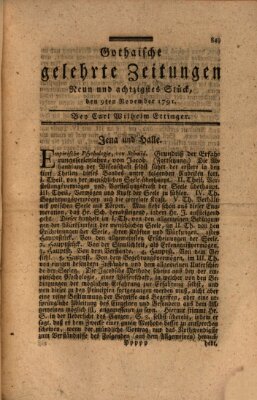 Gothaische gelehrte Zeitungen Mittwoch 9. November 1791