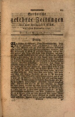 Gothaische gelehrte Zeitungen Mittwoch 16. November 1791